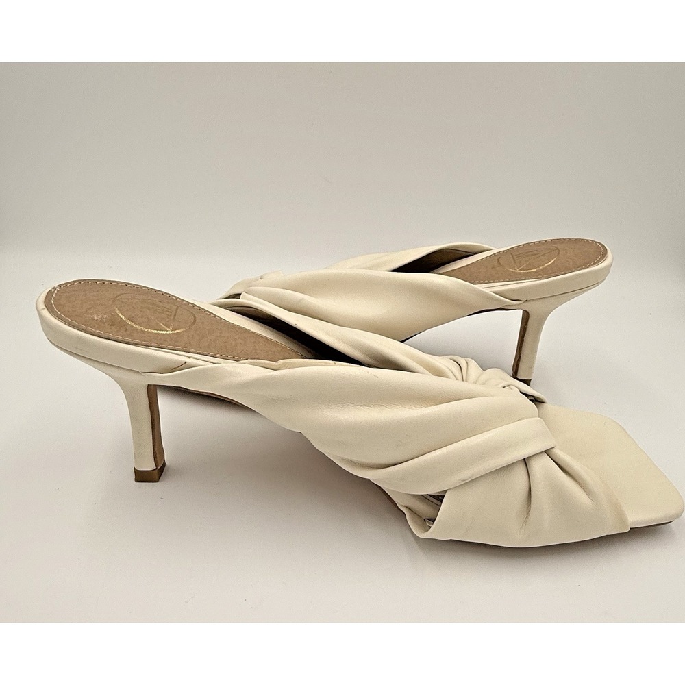 Missguided Cream Faux Leather Twist Knot Block Heel Mules - Size‎ 7